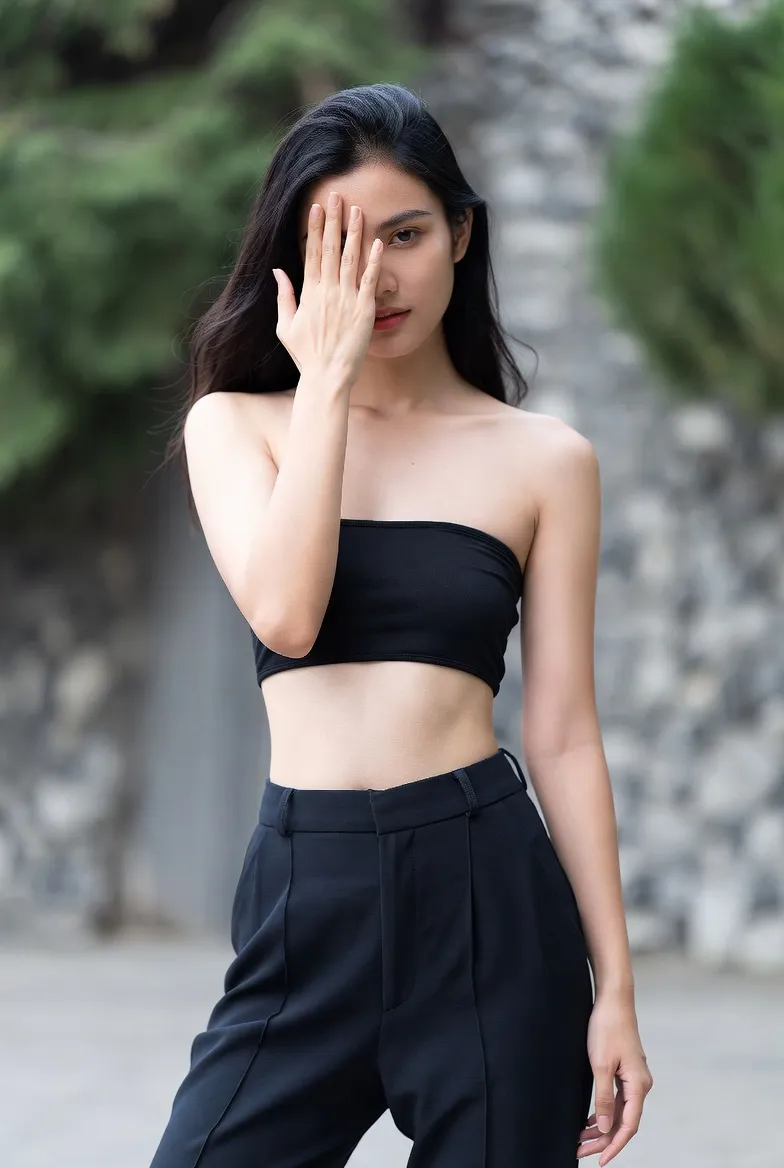 gempix2 Full-body portrait with an oversized object in a minimal studio. before