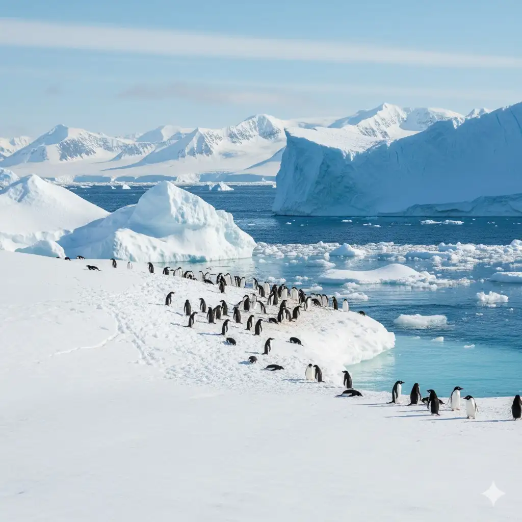 Gempix2 image prompt: Polar penguins in their natural environment.