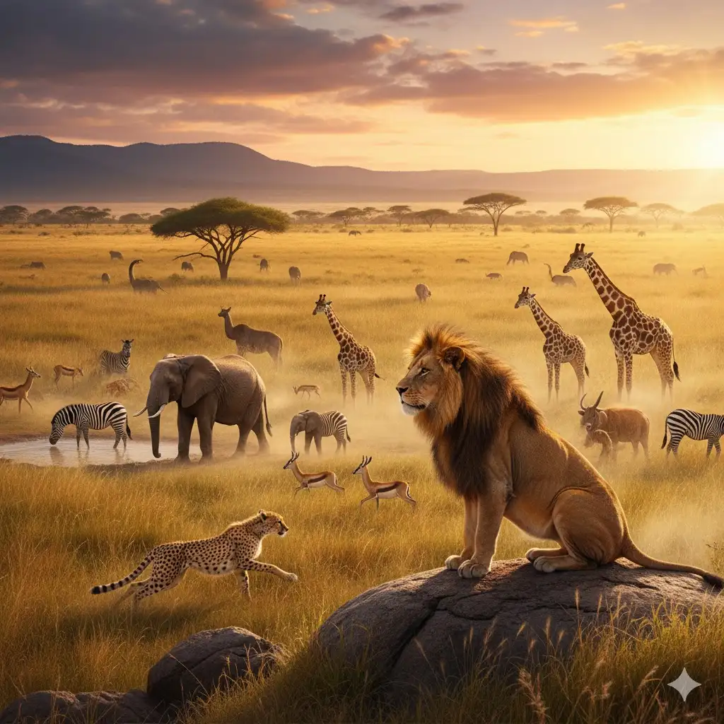 Gempix2 image prompt: Wild animals captured in natural habitat.