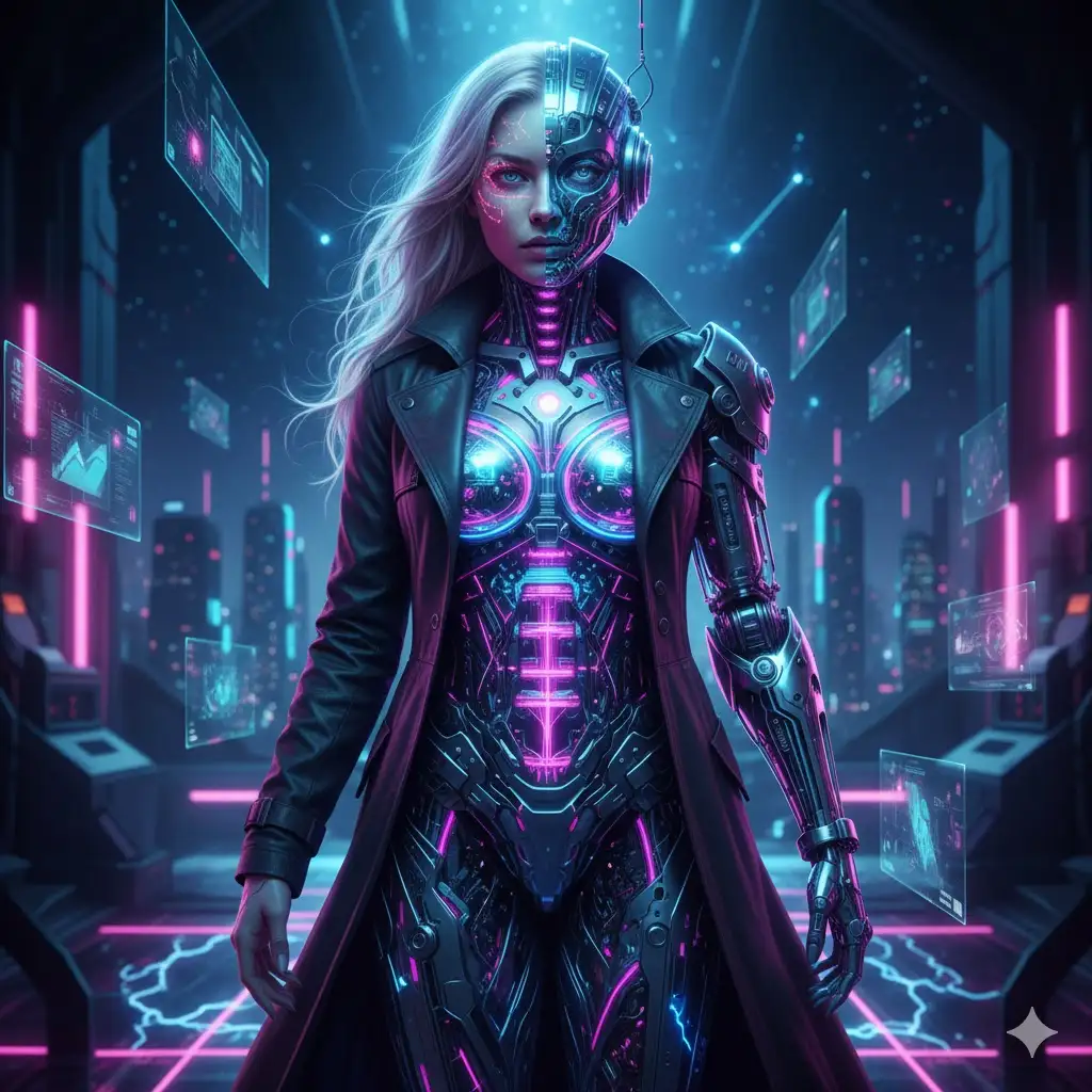 Gempix2 image prompt: AI fusion human-machine hybrid.