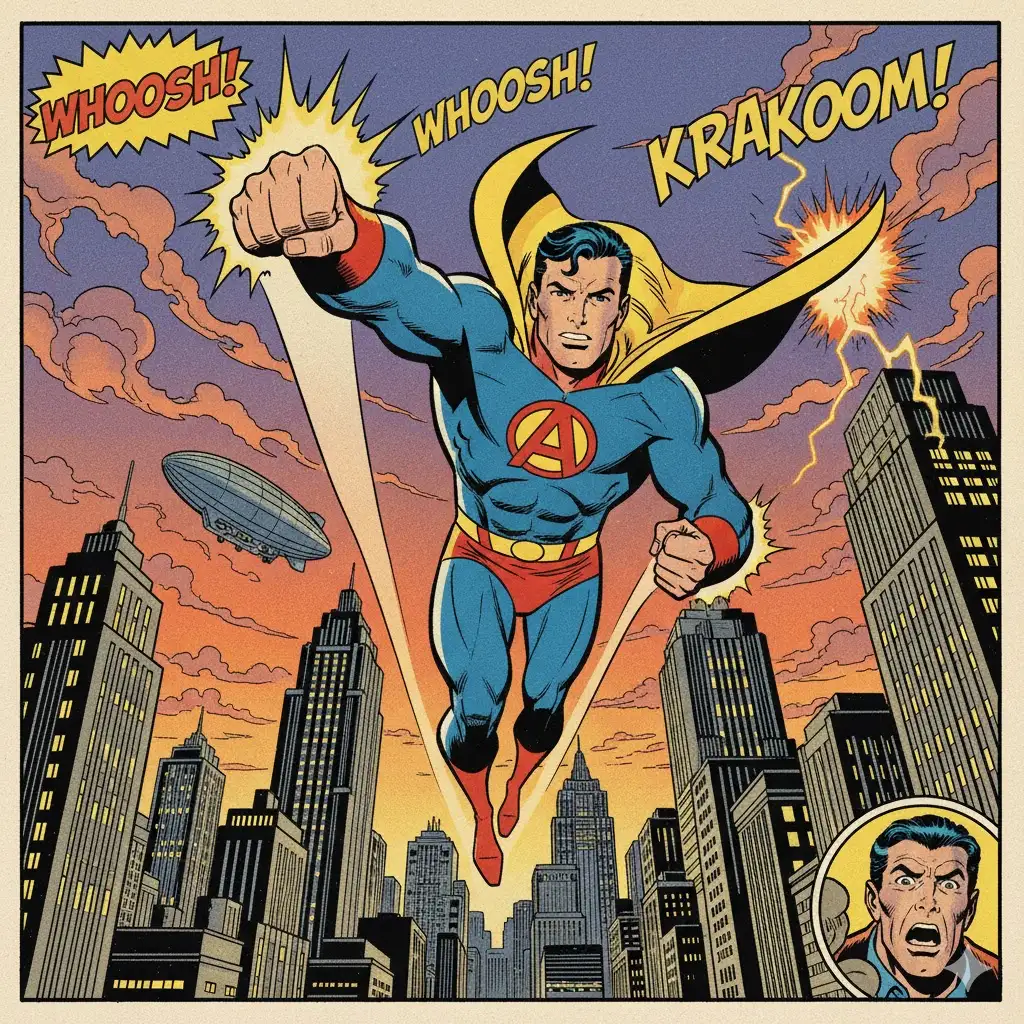 Gempix2 image prompt: Classic comic-book style illustration.