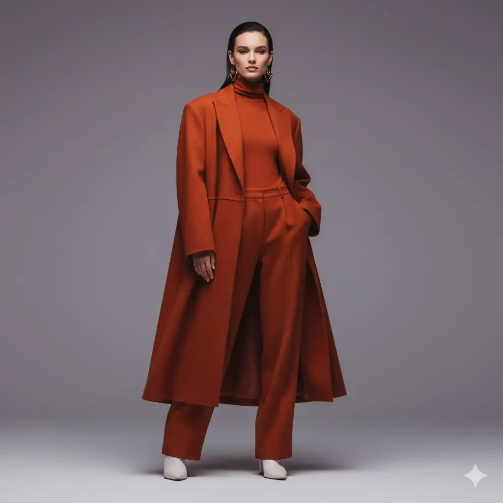 Gempix2 image prompt: Minimalist fashion portrait with solid color background.