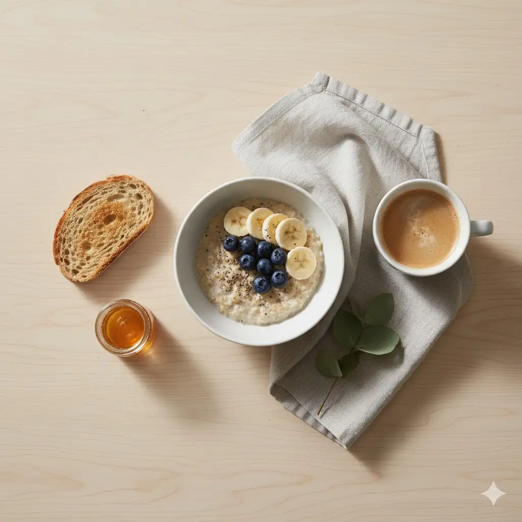Gempix2 image prompt: Minimalist flat lay breakfast.