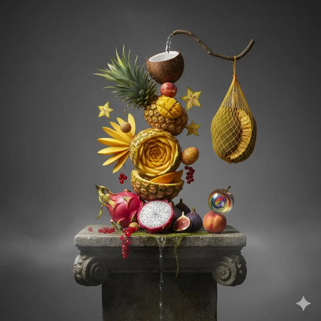 Gempix2 image prompt: Artistic fruit composition.