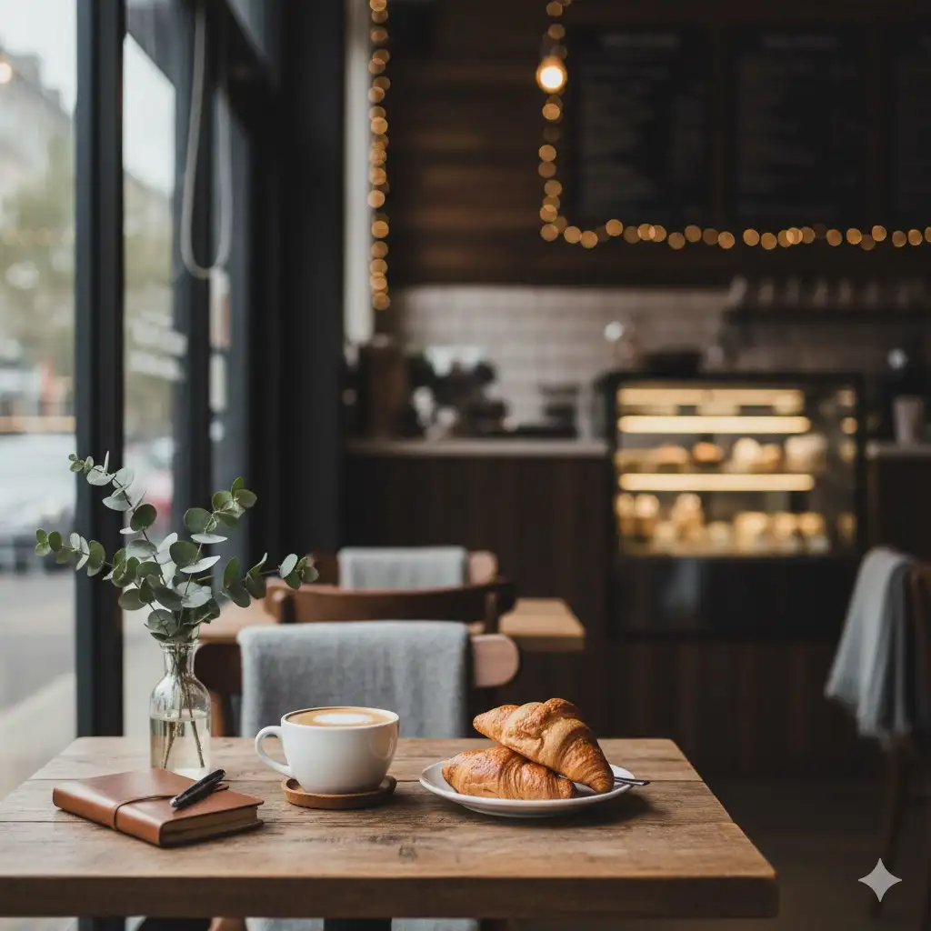 Gempix2 image prompt: Cafe interior still life.