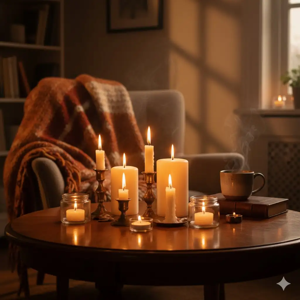 Gempix2 image prompt: Candlelight warm glow scene.