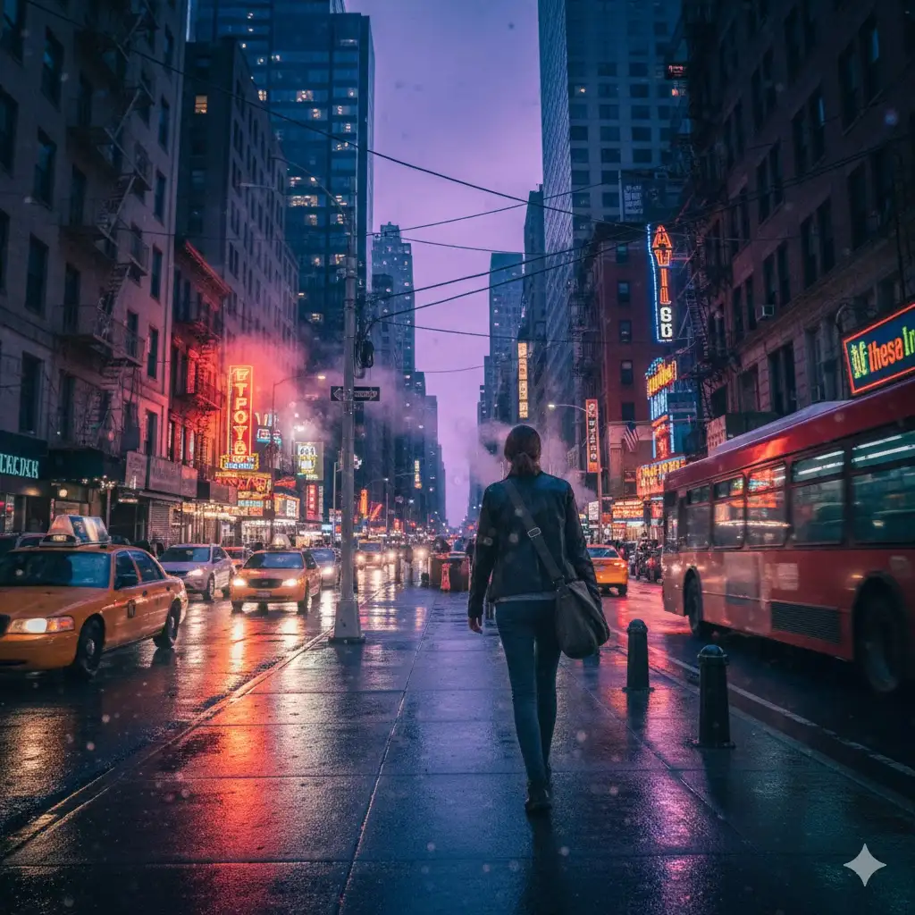 Gempix2 image prompt: Walking in urban streets.