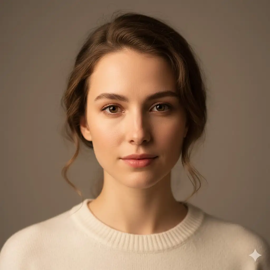 Gempix2 image prompt: Soft studio portrait with detailed skin texture, natural expression, professional lighting.