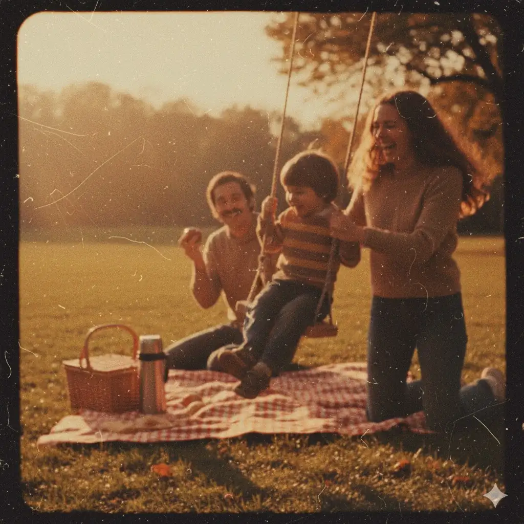 Gempix2 image prompt: Vintage 8mm home-video style, heavy film grain, warm colors.