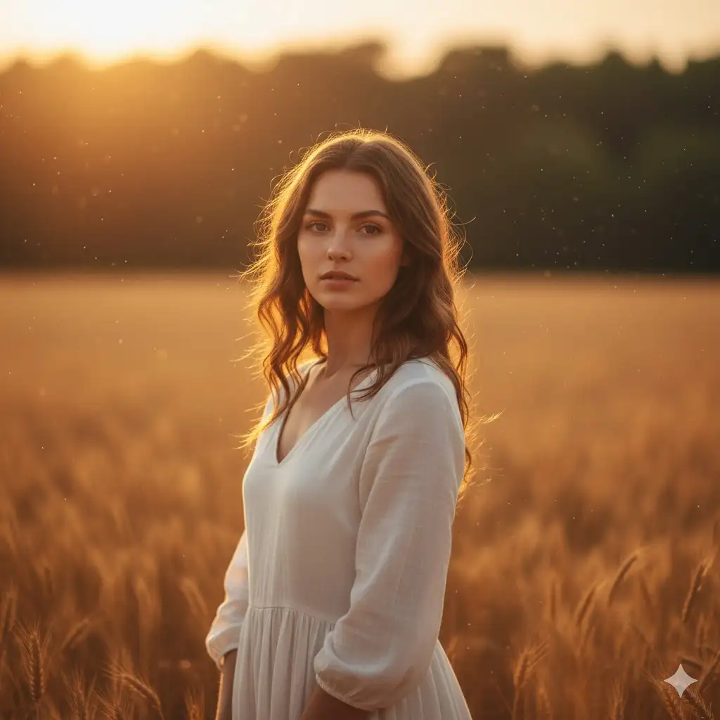 Gempix2 image prompt: Golden hour outdoor portrait with warm natural light.
