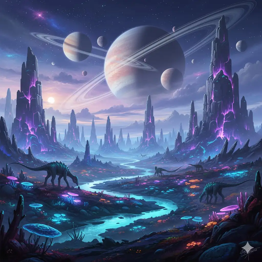 Gempix2 image prompt: Alien world landscape.