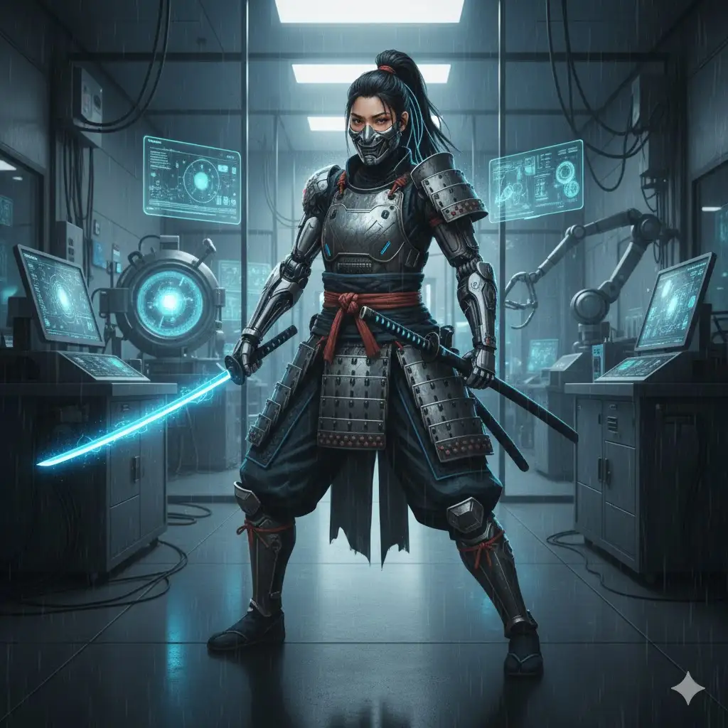 Gempix2 image prompt: Character in high-tech laboratory.